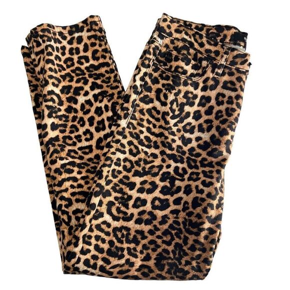 Hudson NWT Women's Nico Mid-Rise Cigarette Leopard Tan Black Straight Pants 29 - Picture 3 of 13